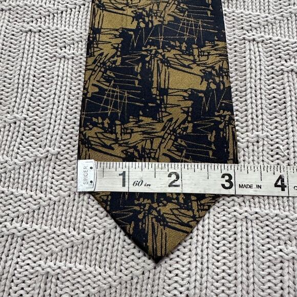 Vintage Mr Junko navy and gold abstract Chinese silk tie main image 4